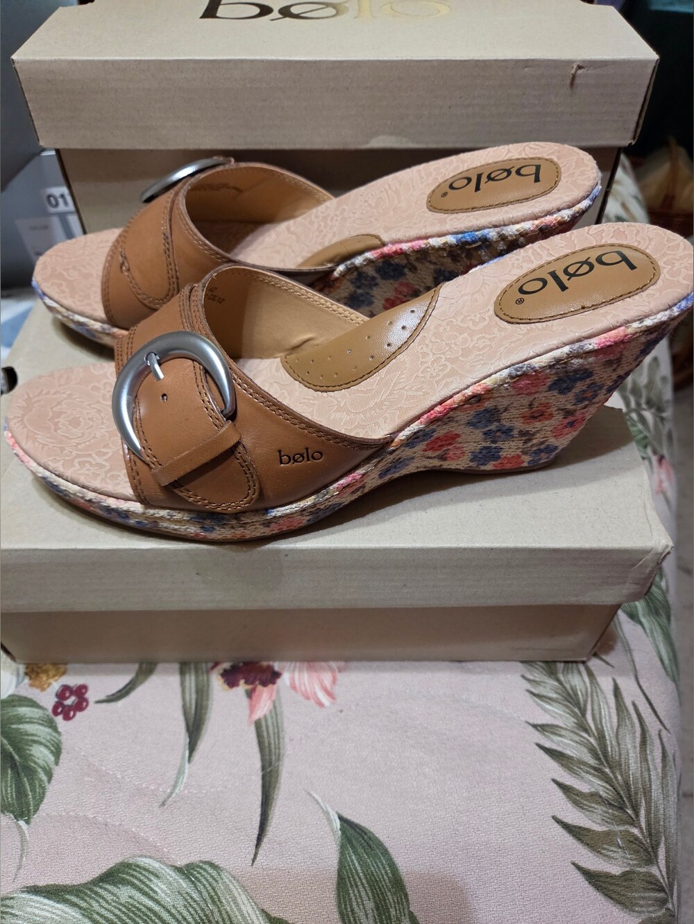 #269 Bolo-Zetta Slip On Wedged Sandals,sz.10 Asst.Colors Avail - Picture 3 of 11